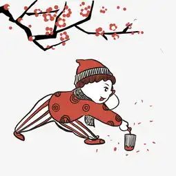  新年红色手绘插画猪年放鞭炮喜庆png图片素材其他格式下载动漫人物大全
