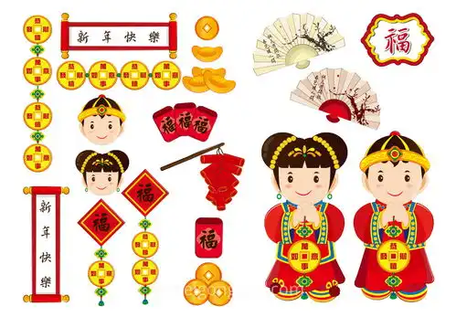  2019年新年快乐中国日本东方传统元素新年氛围素材矢量合辑包happychinesenewyear设计元素美工云meigongyun.com未归类