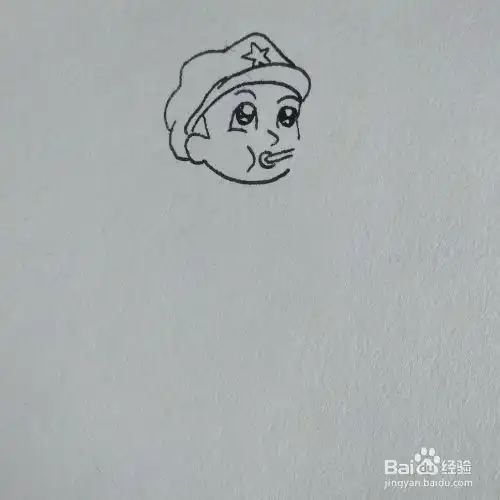  如何画一个在吹冲锋号表情严肃的八路军简笔画