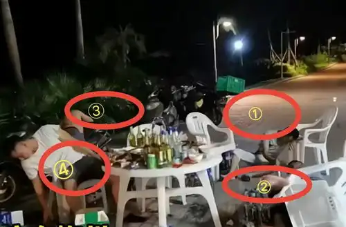  广东4名好汉醉倒在街头,网友东倒西躺北歪南趴