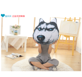  抱枕表情包哈士奇公仔狗头神烦狗靠垫毛绒玩具暖手捂