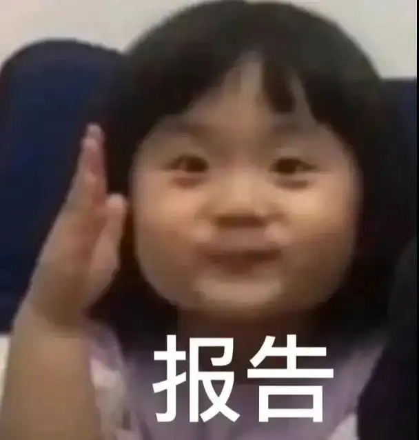  小女孩举手表情包报告,今天也有想你