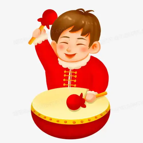  手绘卡通插画风男孩敲鼓庆祝png图片素材下载男孩png熊猫办公