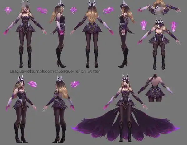  英雄联盟新魔女皮肤建模预览阿狸伊芙琳直戳xp