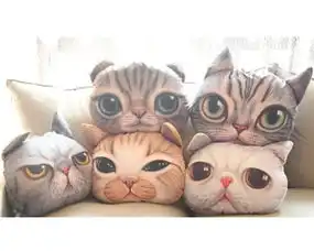  卡通仿真3d喵星人猫咪可拆洗靠垫抱枕靠枕生日礼物