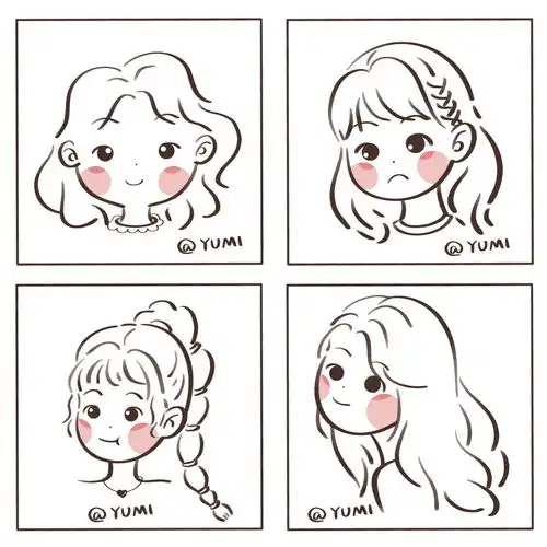 少女风人物头像订制简笔画教程可爱少女头像插画