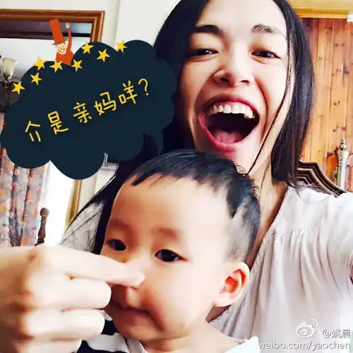  姚晨晒儿子与猫咪合照网友赞太可爱